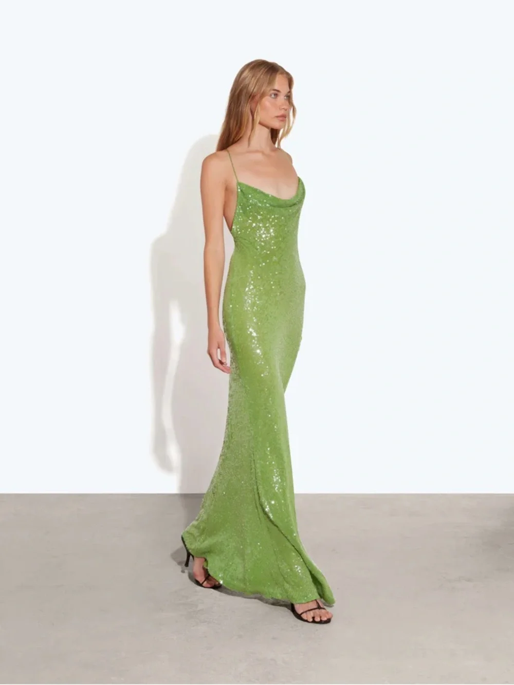 Rat & Boa Gaia sequin maxi dress on a model